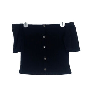 Live In The Moment Black Off The Shoulder Crop Top, Medium